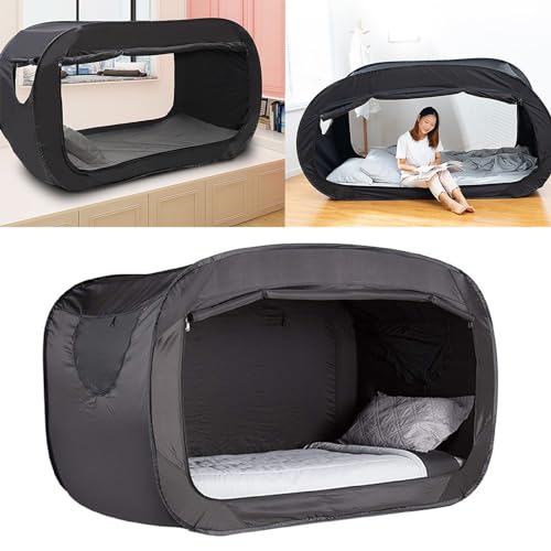 Carpa de cama portátil negra de poliéster miniatura 1