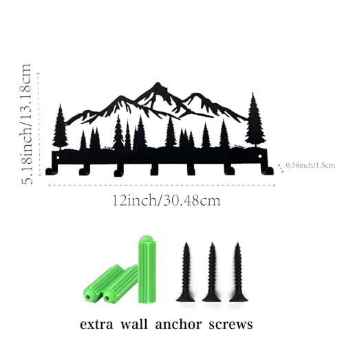 Monlyey Schlüsselhalter für die Wand | Metall-Schlüsselhalter Haken Organizer Rack | Metall-Schlüssel-Organizer Wand dekorativ mit 7 Haken für Eingang, Haustür, Flur, Küche, Büro(Berg)