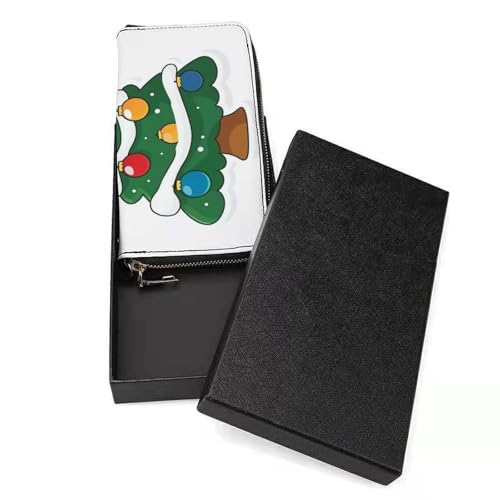 Cartoon Christmas Tree Simple PU Leather Clutch Long Bifold Wallet, Coin Purse Credit Pass Case, Durable Card-Holder Money Storage for Women Men3