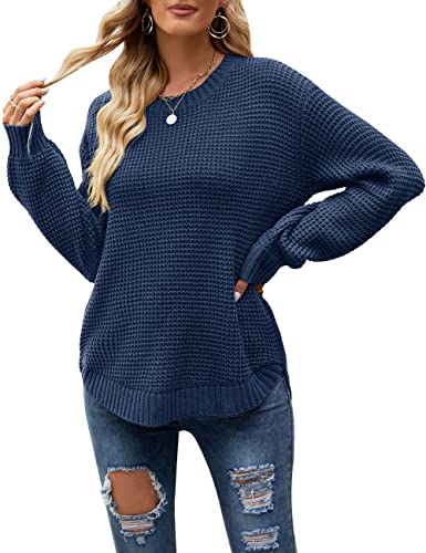 Image of MEROKEETY Women's Fall Long Sleeve Waffle Knit Oversized Sweater