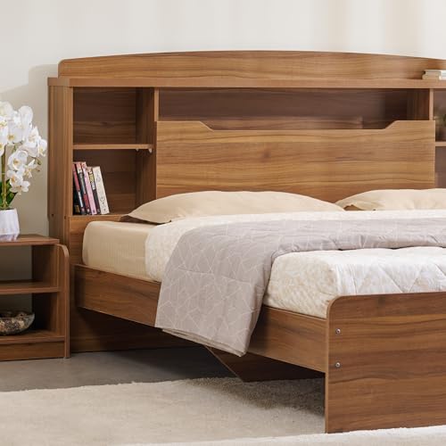 Image of Home Centre | Helios David Smith King Size Bed | Engineered Wood | Teak | 1 Year Warranty