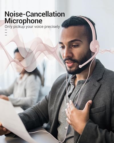 Image of FEABASK Headset with Microphone for PC - Wired USB Headset Computer Headphones with Microphones