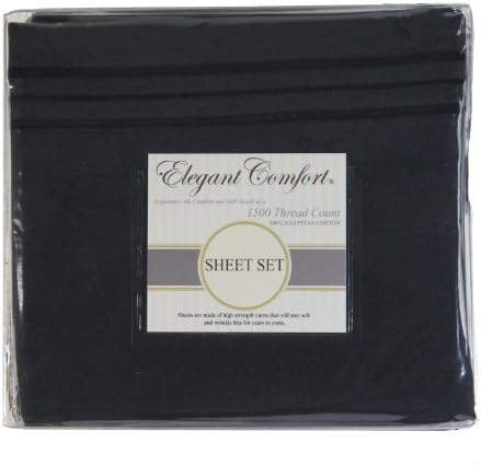 Elegant Comfort 1500 Premier Luxurious 100% Manufacturer Guaranteed Ultra Soft 4 pc Sheet Set, Deep Pocket Up to 16" - Wrinkle Resistant, King Black