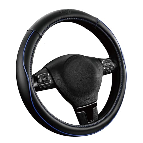 Skechers Memory Foam Steering Wheel Cover,Piping Microfiber Leather Steering Wheel Cover Sporty Universal Fit 14" 1/2-15" Car Wheel Protector for Men Women Fit Suvs,Vans,Sedans,Car,Trucks,Blue
