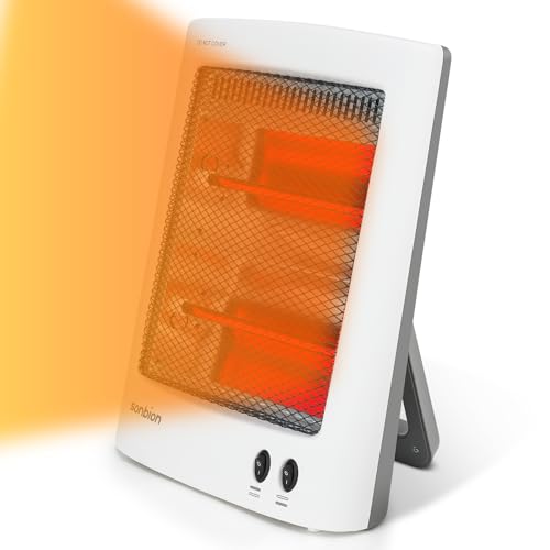 Infrared Heater, Portable Electric Heater, Space Heater for Indoor Use, Radiant Heat for Home Office, Two Heat Settings with Foldable Holder, Overheat and Tip-over Protection