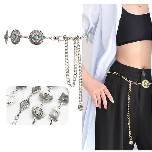 Vintage Metal Carving Chain Belt Adjustable Waist Chain Belt for Women Girls Belly Chain Jewelry2