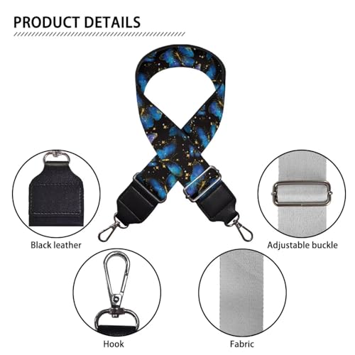 Image of Talayituse Butterfly Star Print Shoulder Strap Wide Purse Bag Strap Adjustable Replacement Belt Luggage Crossbody Shoulder Bag Strap for Women Girls