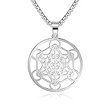 FLYUN Metatron’s Cube Pendant for Men Women, Sacred Geometry Seals of Archangel Angel Necklace...