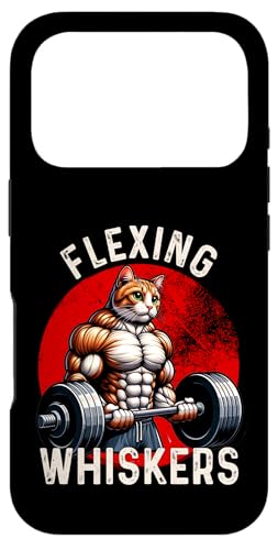Flexing Whiskers 面白い猫ジム ウェイトリフティング フィットネス スマホケース iPhone 17 Pro 用