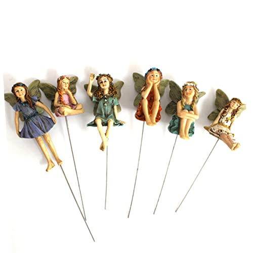 Besportble 6Pcs Flower Fairy Ornament Mini Garden Fairies Fairy Figure Toy Fairies Garden Miniature Outdoor Pots Floral Decor Botanical Decor Tiny Fairy Decor Flower Fairy Statue Doll House #TOP2