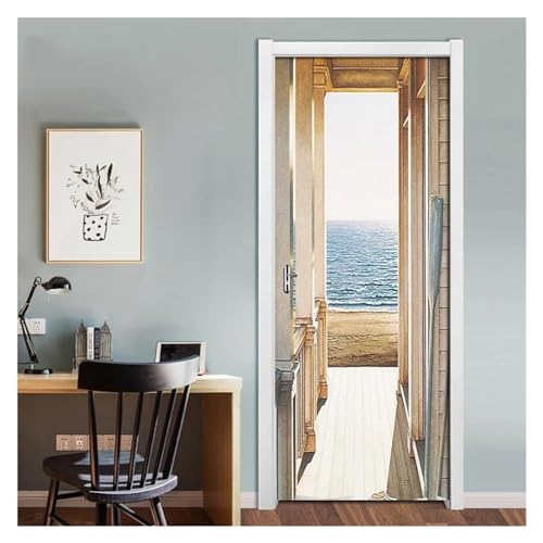 Affiche de decoration masquant les imperfections de porte en sticker
