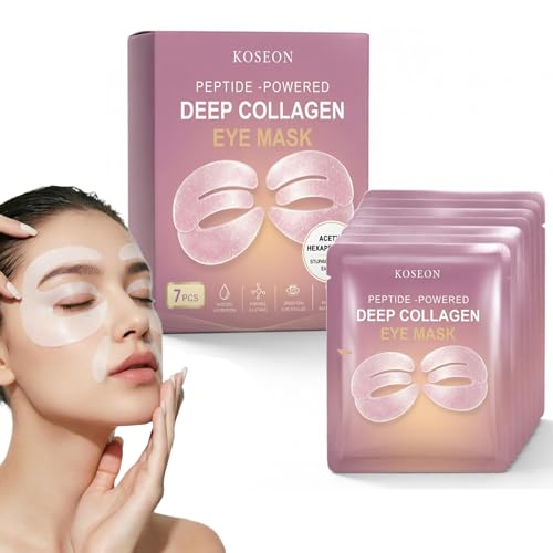 koseon Collagen Eye Mask 2026 New 7 PCS Peptide-Powered Deep Collagen Eye Mask Eye Mask with Collagen Peptide Under Eye Patches 360 Fit Eye Patches for Puffy Eyes and Dark Circles