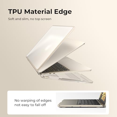 Image of BlueSwan Anti-Cracking Case for MacBook Air 13 inch, M5 2026 M4 M3 M2 2025-2022 A3449 A3240 A3113 A2681, Drop Protection Soft TPU Bumper PC Base for Air 13.6 inch, Frosted Starlight