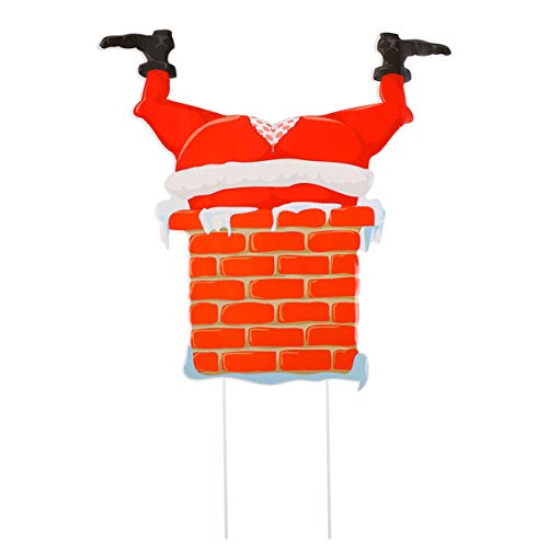 Placas de Natal para quintal com estacas, Papai Noel, decorações de gramado ao ar livre, estacas de
