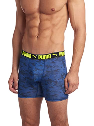 Puma Men's 3 Pack Performance Boxer Briefs, Elecktro Blue Camo, Large #TOP2