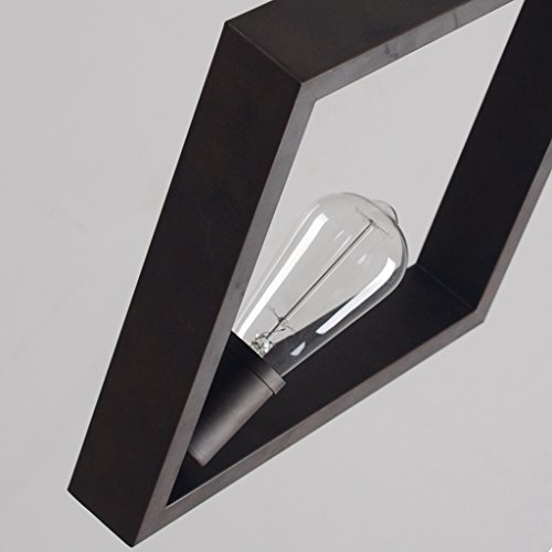 Plafonnier rétro E27 lustre suspension cage carrée en fer noir