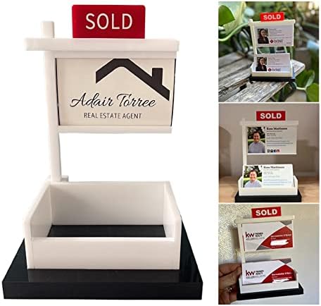 Real Estate Business Card Display - 2023 New Acrylic Business Card Holder for Realtor Business Office Reception Tabletop, Holds 3.5 x 2 Inch Cards for Business