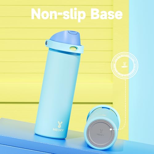 24 oz Insulated Water Bottle for Men: Meoky Stainless Steel Water Bottle with 2-in-1 Straw and Spout Lid - Leak Proof, Cold for 24 Hours, Fits in Car Cup Holder, BPA-Free for Sports Travel, Azure by Meoky - Used condition - Image 7
