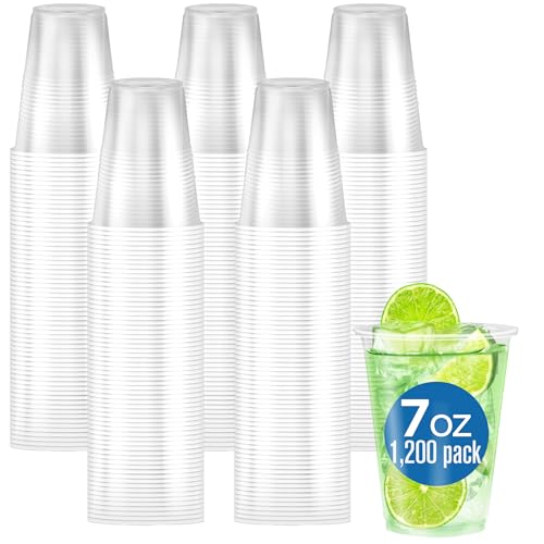 Dining Collection Vasos de plástico de 200 ml, 1200 unidades, paquete transparente desechable a granel