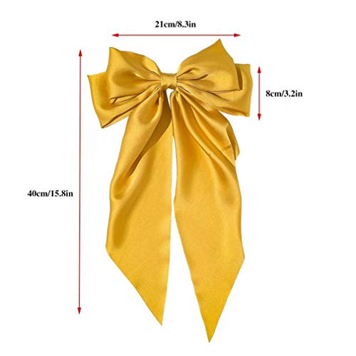Ribbon Hairclip Vintage Satin Bow Bowknot Hairpin Women Hair Clip (Yellow) 1 Count (Pack Of 1) #TOP2