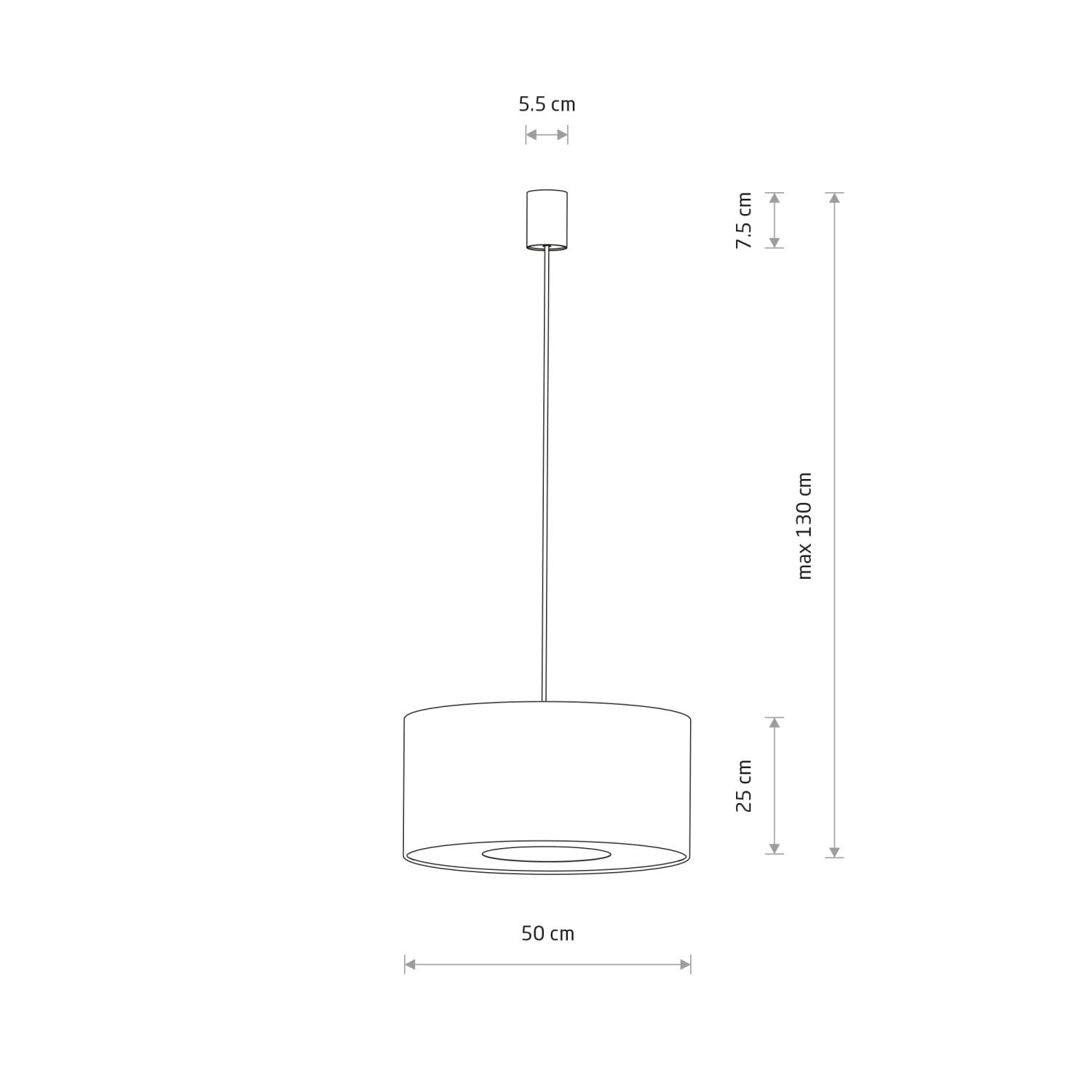 Licht-Erlebnisse Pendelleuchte Stahl Stoff Umbra Grau Modern Esstisch Wohnzimmer höhenverstellbar E27 wohnlich L:50 cm Esszimmer Hängelampe Stoffschirm