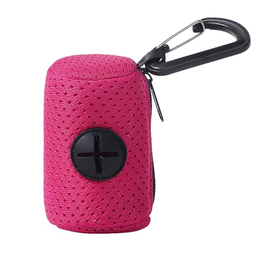 Besreey Hundetaschenhalter - Hundekotbeutelhalter aus Netzstoff mit Leinenbefestigung und Reißverschluss - Hundebeutelspender mit großer Kapazität, tragbarer Kotbeutelhalter für Hunde, Spaziergänge