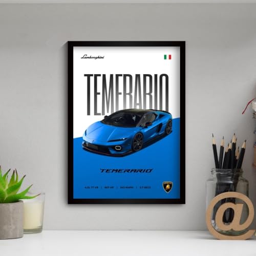 Image of Funk You Store Lamborghini Temerario Poster | Framed Lamborghini A4 Sized (31 x 23 cm) | Car Poster for Wall, Gift for Boys, Supercar Frames | Car Posters for Wall, Bedroom, Hostel, Study Room