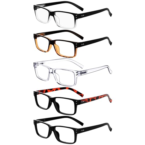 Eyekepper Vintage Reading Glasses for Men - 5 Pack Classic Readers with Spring Hinges +1.50