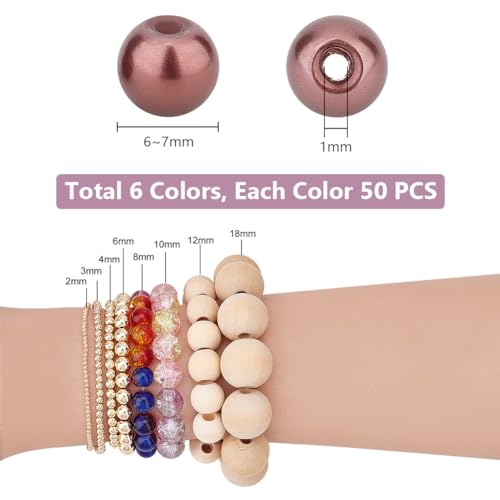PH PandaHall 300pcs 6 Colors Black Red Series Glass Pearls - Image 2