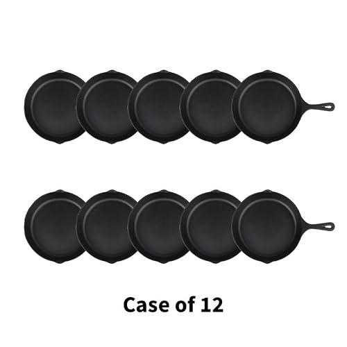 IRESTAURANT PLUS 3.5-Inch Cast Iron Skillet, 12pcs Pre-Seasoned Cast-Iron Frying Pan with Teardrop Handle – Oven, Stovetop, Grill & Campfire Use Durable, Non-Toxic, Even-Heating Cookware – Black