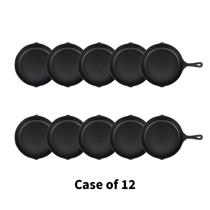 Image of 3.5-Inch Cast Iron Skillet, 12pcs Pre-Seasoned Cast-Iron Frying Pan with Teardrop Handle - Oven, Stovetop, Grill & Campfire Use Durable, Non-Toxic, Even-Heating Cookware - Black