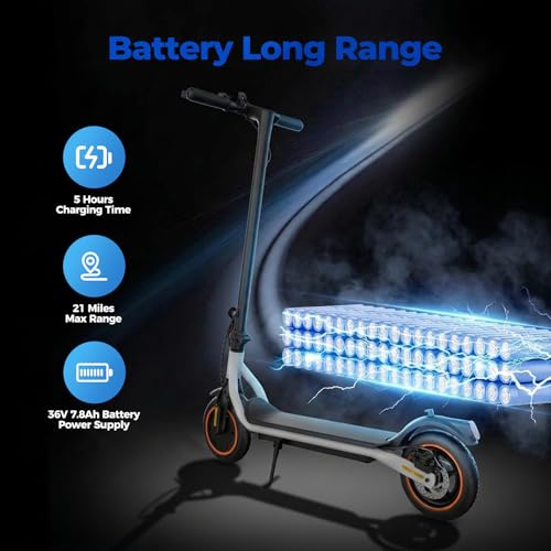 Image of Electric Scooter Adults, 500W Powerful Motor Commuting Scooter, 21 MPH Max Speed, 21 Miles Range Lightweight Folding E-Scooter, Bluetooth Smart App Control, 8.5 inch Tires Dual Braking System