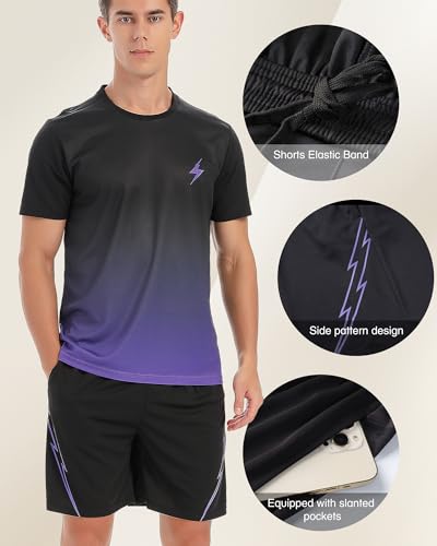 2Pack Men’s Active Quick Dry Crew Neck T Shirts | Athletic Running Gym Workout Short Sleeve Tee Set3