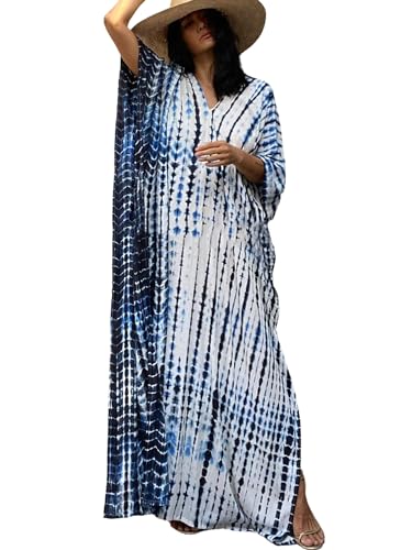 Image of Kaftan Dresses for Women Plus Size Summer Beach Dress with Print and Swim Cover Ups