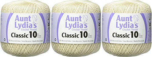 Aunt Lydia's Bulk Buy Crochet Cotton Classic Crochet Thread Size 10 (3-Pack) Ecru 154-419