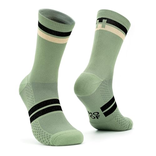 HOOF - Calcetines Running Compresivos - Reducción de Fatiga y Mejora de Circulación - Calcetines de Deporte con Refuerzo - Material Técnico Vaporfeel - Unisex - Pacer Forest Mist - Talla 44-47