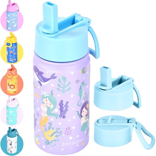 HYDRATE Botellas de agua de sirena de acero inoxidable para niños, botellas de agua para...