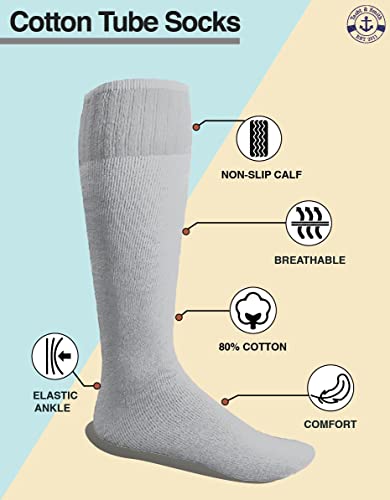 Yacht & Smith 12 Pairs of Men's Extra Long Tube Athletic Socks, by SOCKS'NBULK2