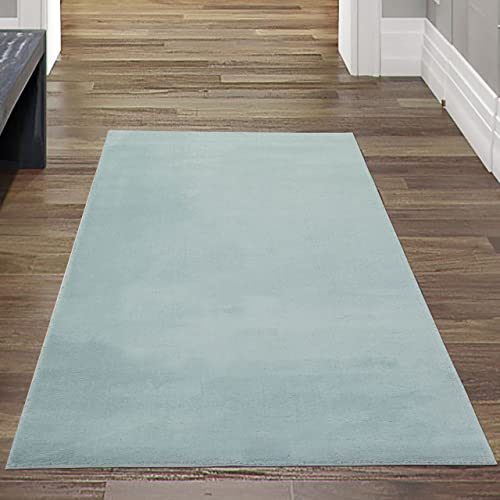 Teppich-Traum Flur LÄUFER Wohnzimmerteppich | waschbar | in blau, 80x150 cm