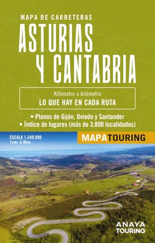 Mapa de carreteras Asturias y Cantabria 1:340.000 (Mapa Touring)