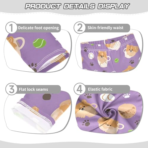 Boccsty Cute Little Pomeranian Dog Baseball Girls Leggings Kids Yoga Pants Dance Active Tights 4T3