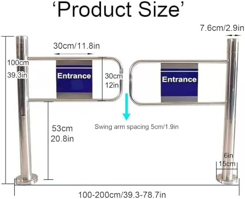 Entrance Swing Gate, Stainless Steel Automatic Swing Gate, upermarket Entrance 1-Way Safety Door, Mall, Retail Store & Commercial Use(150x100cm/59.1x39.4in)