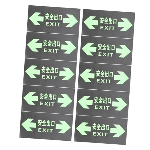 CIYODO 10pcs Glow The Dark Exit Sign Stickers Reflective Emergency Exit Decals for Safety Directional