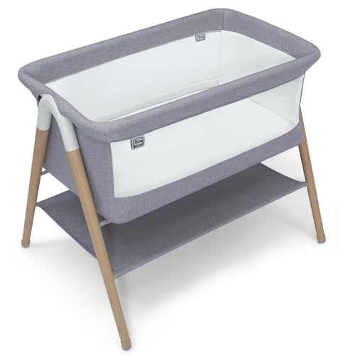 Simmons Kids Koi by The Bed Bassinet with Breathable Mesh and Natural Beechwood Legs, Dove Grey - image 9