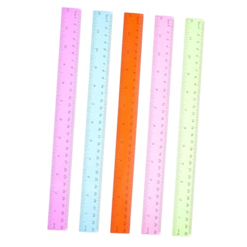 TIDTALEO 5個 色プラスチック定規 学生用 軽量薄型割れにくい測定ツール 教室や学習にカラー定規