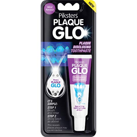 Piksters Plaque Glo - Plaque Disclosing Toothpaste and Torch System (Mint)