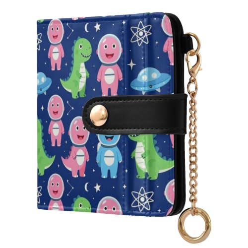 Petit portefeuille à poche avant JUNZAN avec porte-clés étanche pour fille motif dinosaure