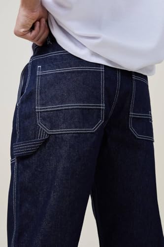 Image of KOTTY Men's Striped Black Velvet Button Regular Fit Jeans