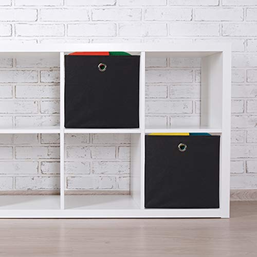 Relaxdays Aufbewahrungsbox 2er Set, quadratisch, Aufbewahrung für Regal, Stoffbox in Würfelform 30x30x30 cm, schwarz