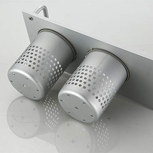 3-In-1 Wall Mounted Aero Aluminum Toothbrush Hair Dryer Organizer Holder Storage Hanging Rack Organizer Silver #TOP7